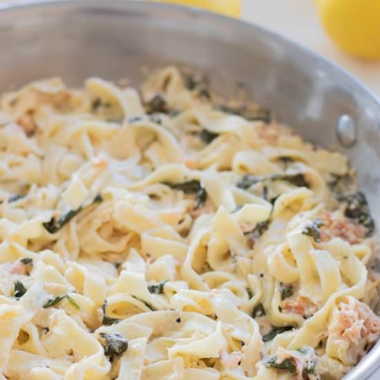 Smoked Salmon Spinach Pasta - Recipe photo by alwaysusebutter