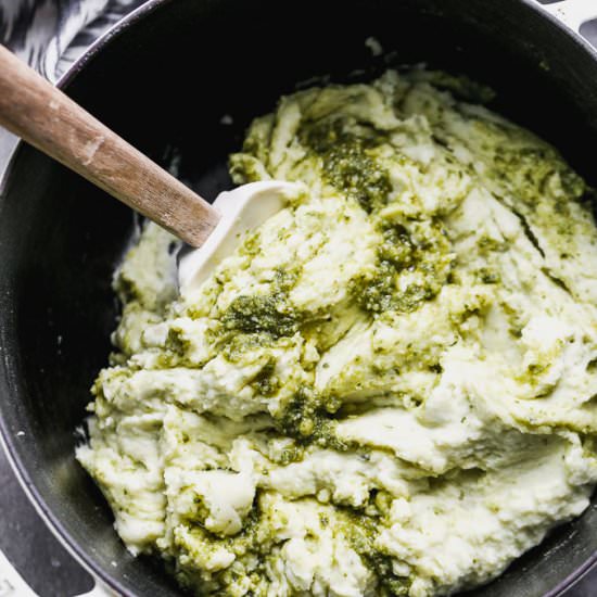 Pesto Mashed Potatoes - Recipe photo by cookingforkeeps