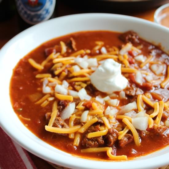Instant Pot No Bean Beef Chili - Recipe photo by Bottom Left of the Mitten