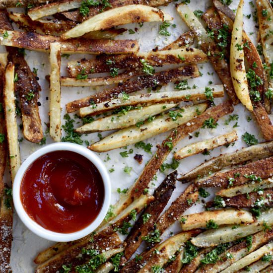 Baked Garlic Fries - Recipe photo by simmerandsauce