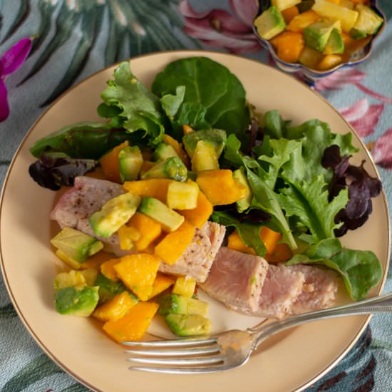 Seared Opah with Papaya and Avocado - Recipe photo by a meal in mind