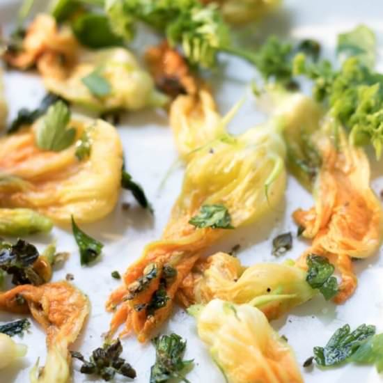 Sautéed Herb Pumpkin Squash Flowers - Recipe photo by LifesLittleSweets