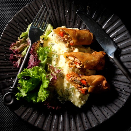 Chicken XO spring rolls - Recipe photo by delectabilia