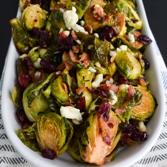 Brussels with Bacon and Blue Cheese - Recipe photo by Cuts and Crumbles