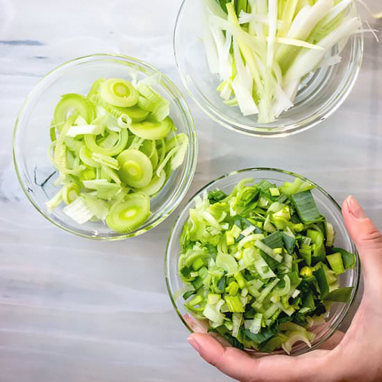 how to cut leeks - Recipe photo by MasalaHerb
