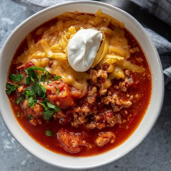 Turkey Chili with Butternut Squash - Recipe photo by slowcookergourmet