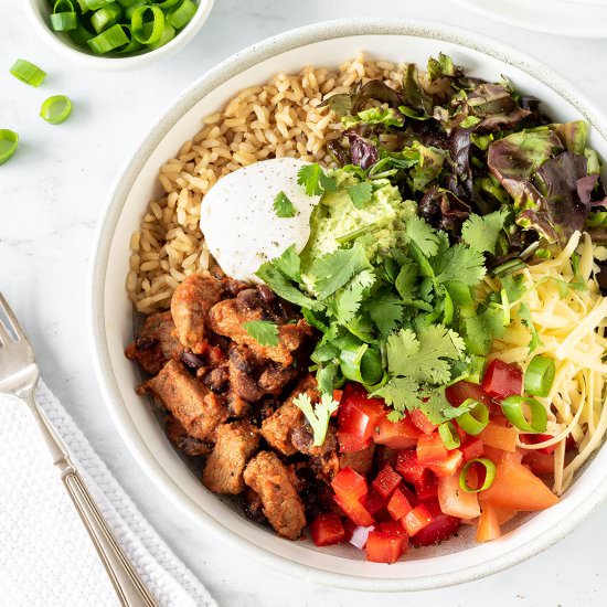 Steak Burrito Bowls - Recipe photo by Your Ultimate Menu
