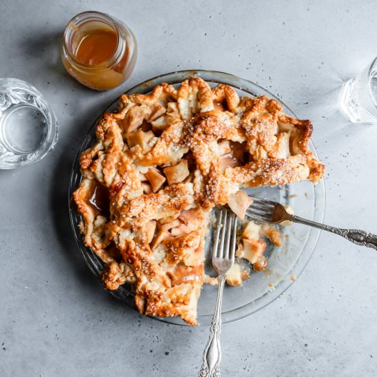 Pear Caramel Pie - Recipe photo by OneSarcasticBaker