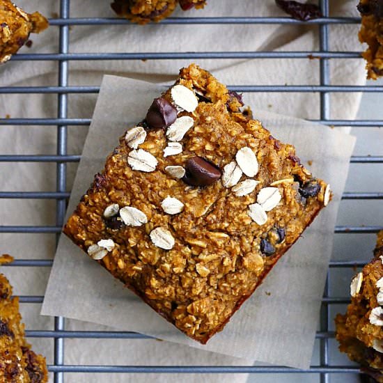 Chocolate Cherry Pumpkin Oat Bars - Recipe photo by its_a_vegworld_afterall