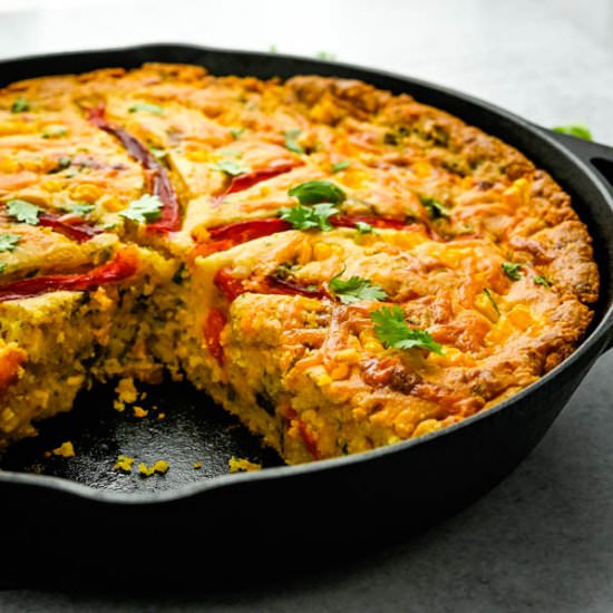 Hatch Pepper Skillet Cornbread - Recipe photo by garlic and zest