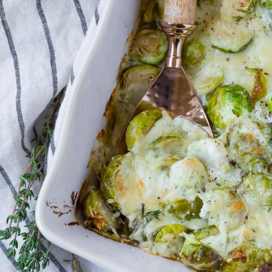 Cheesy Brussels Sprouts au Gratin - Recipe photo by rachelcooksblog