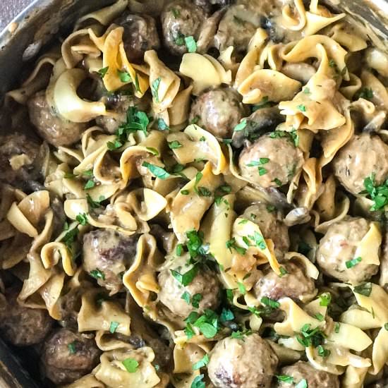 One-Pot Meatball Beef Stroganoff - Recipe photo by Nictastingspoon