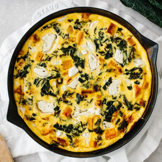 Kale and Butternut Squash Frittata - Recipe photo by Downshiftology