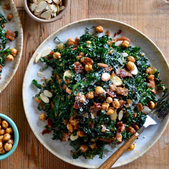 Kale Salad + Warm Bacon Vinaigrette - Recipe photo by justataste