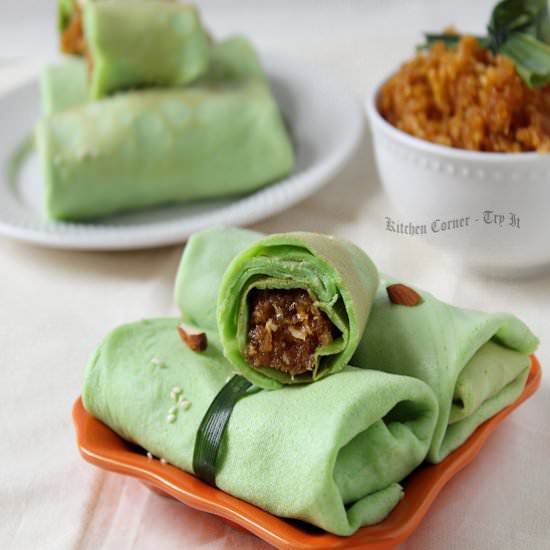 Pandan Crepe with Sweet Coconut - Recipe photo by Suja Manoj