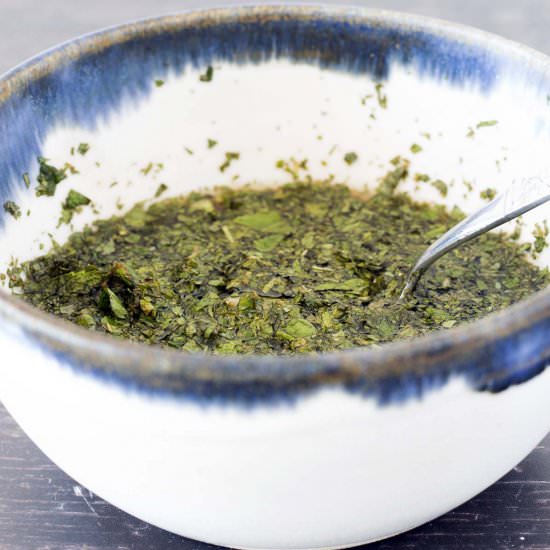 Homemade mint sauce - Recipe photo by Mandy Sneaky Veg