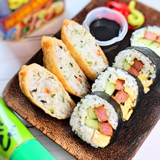 Spam Sushi Roll and Inari Sushi - Recipe photo by piggyout