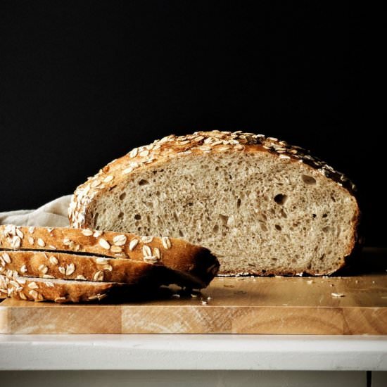 No Knead Maple Oat Spelt Bread - Recipe photo by The Simple Green