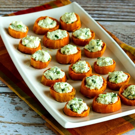 Sweet Potato Appetizer Bites - Recipe photo by kalynskitchen