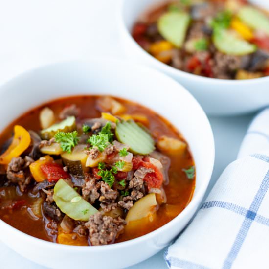 Keto Hamburger Soup - Recipe photo by thymeandjoy