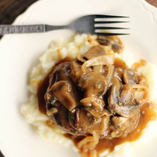 Salisbury Seak + Mushroom Gravy - Recipe photo by Buy This Cook That