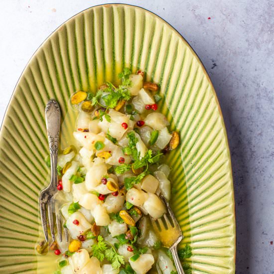 Scallops with Citrus & Pistachio - Recipe photo by primalwellnesscoach