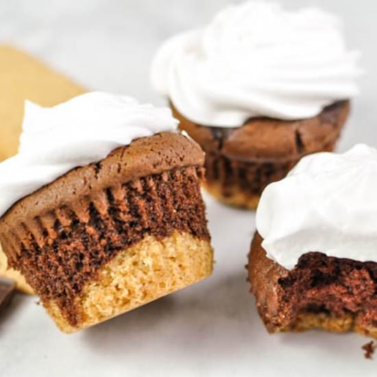 Easy S’mores Cupcakes - Recipe photo by Craftingafamily