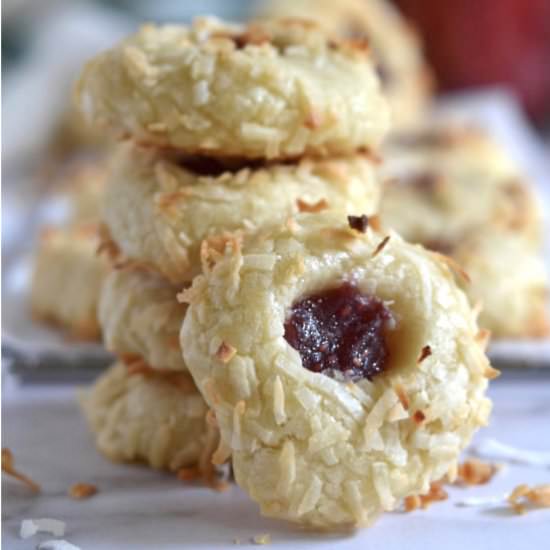 Coconut Jam Thumbprint Cookies - Recipe photo by TwoSugarBugs