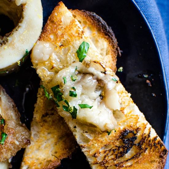 Garlicky Marrow Bruschetta - Recipe photo by garlic and zest