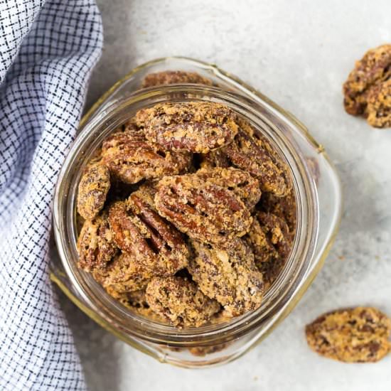 Candied Bourbon Pecans - Recipe photo by rachelcooksblog