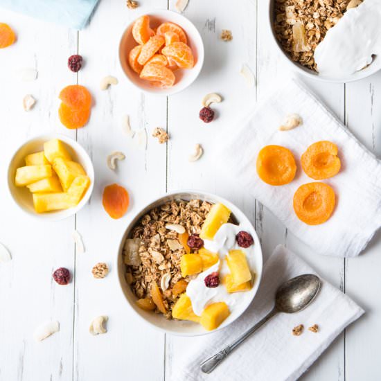 Low-Sugar Tropical Granola - Recipe photo by Jennifers Kitchen