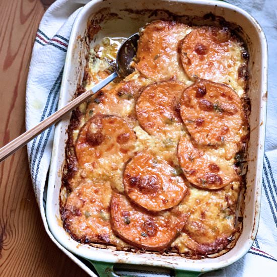 Sweet Potato & Gruyère Gratin - Recipe photo by The Greek Foodie
