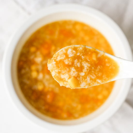 Pumpkin Congee Rice Porridge - Recipe photo by aheadofthyme
