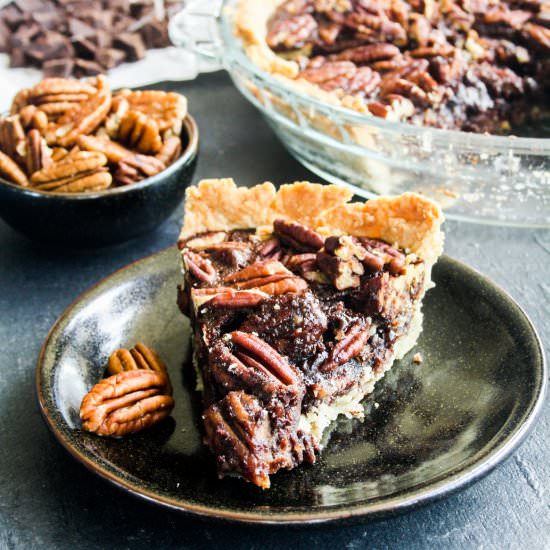 Chocolate Pecan Pie - Recipe photo by The Desserted Girl