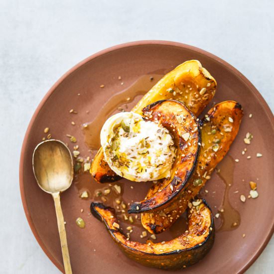 Honey-Roasted Squash + Burrata - Recipe photo by Craving California