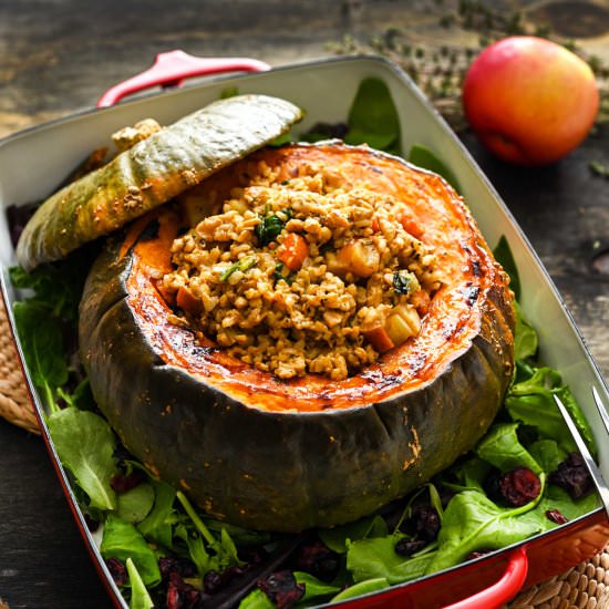 Stuffed Kabocha Squash Centerpiece - Recipe photo by Vegan Yack Attack