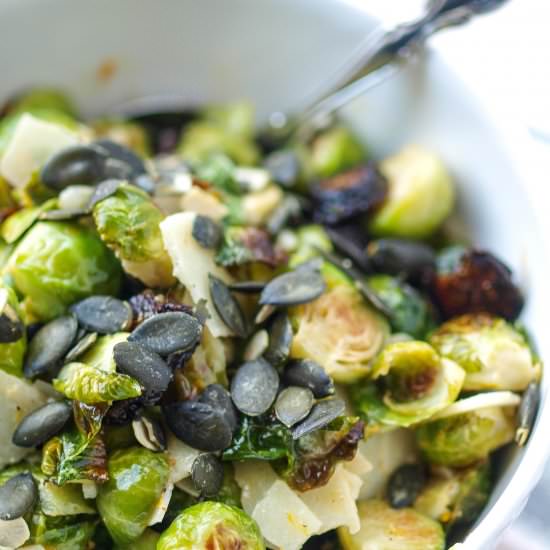 Roast Brussels Sprouts w/ Manchego - Recipe photo by MaesMenu