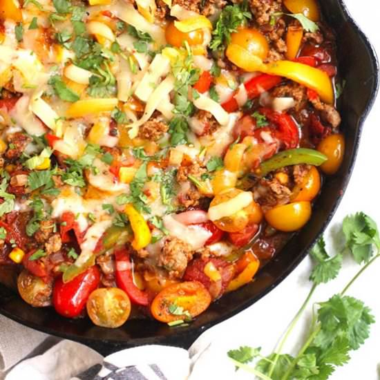 Cheesy Turkey Taco Skillet - Recipe photo by suebeehomemaker