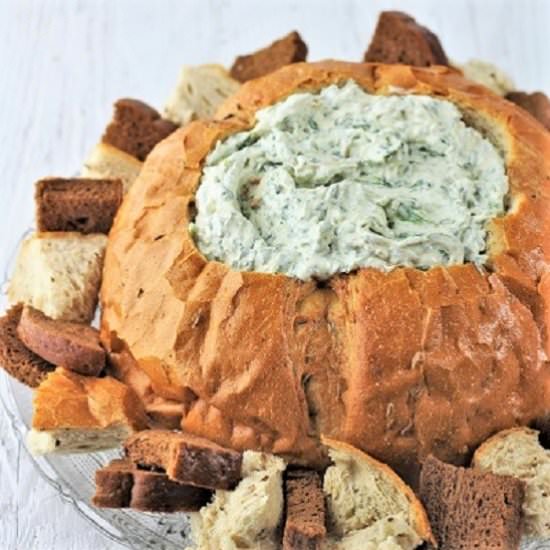 Spinach Dip In A Bread Bowl - Recipe photo by nowcookthis