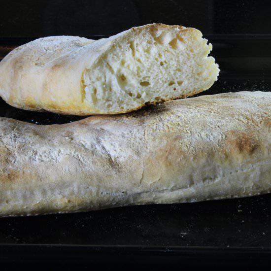 No knead ciabatta - Recipe photo by hornoMX