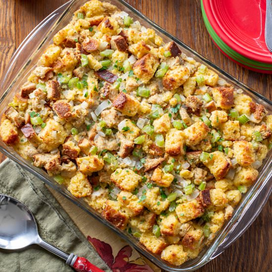 Southern Cornbread Dressing - Recipe photo by Savingroomfordessert