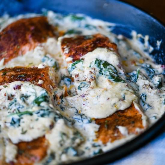 Creamy Tuscan Steelhead Trout - Recipe photo by dudethatcookz