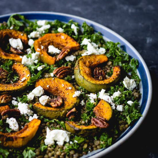 Roast Pumpkin, Kale & Lentil Salad - Recipe photo by cuisinedeli
