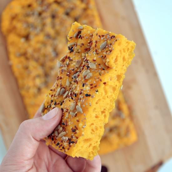 No-knead pumpkin focaccia bread - Recipe photo by Foodohfood