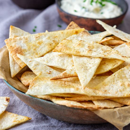 oven baked tortilla chips - Recipe photo by Appetizer Addiction