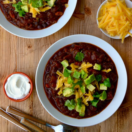 The Best Vegetarian Chili - Recipe photo by justataste