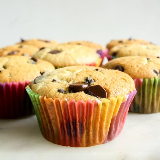 Chocolate Chip Muffins - Recipe photo by The Desserted Girl