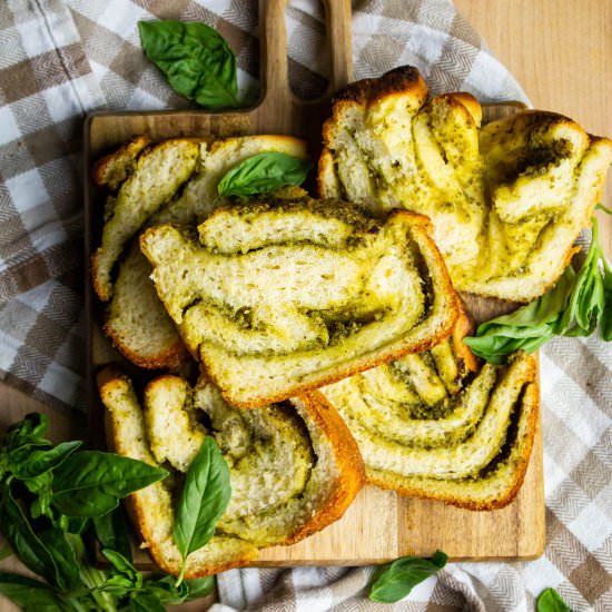 Pesto Cheese Swirl Bread - Recipe photo by kneadbakecook
