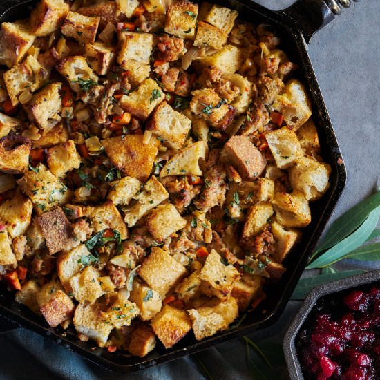 Tarragon, Apple, & Turkey Stuffing - Recipe photo by proportionalplate