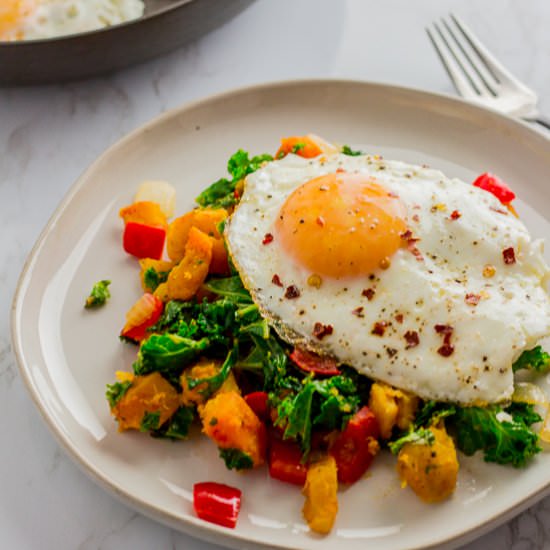Roasted winter squash and kale hash - Recipe photo by George Ahmed